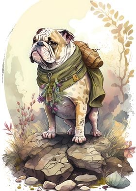 Bulldog Dog Watercolor