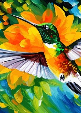 Hummingbird Colorful Art