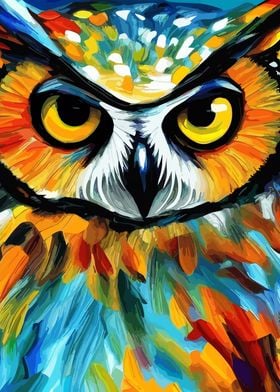 Cool Colorful Owl Portrait
