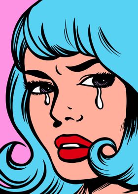 Sad girl pop art