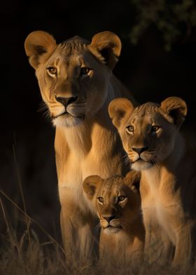 Lioness With Cubs