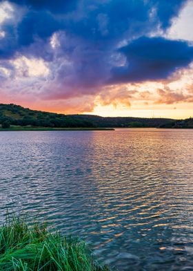 Lake landscape sunset