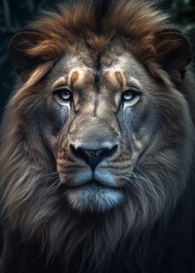 Lion Portrait Light Eyes