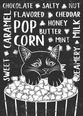 Retro Cat Popcorn Words