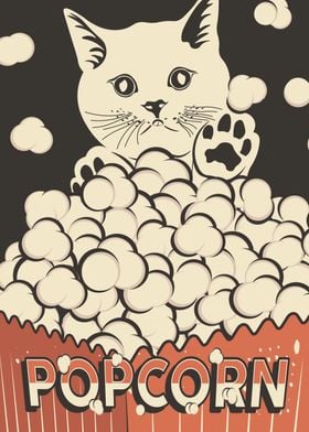 Retro White Cat Popcorn