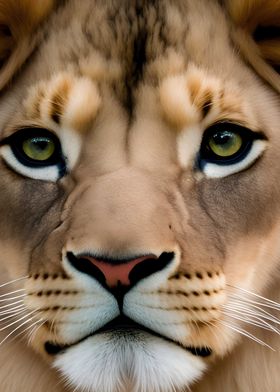 Close up of a lion face