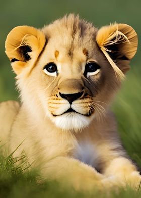 Close up of a young lion 