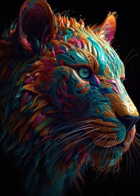 Abstract vibrant tiger