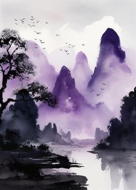 Watercolor Guilin Purple I