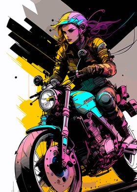 A Woman Rides A Motorcycle