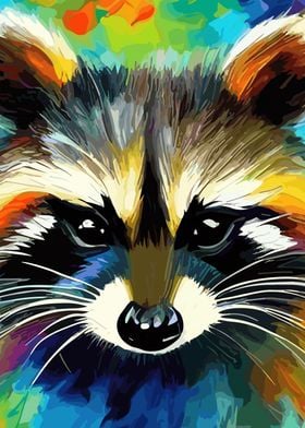 Funny Raccoon Colorful Art
