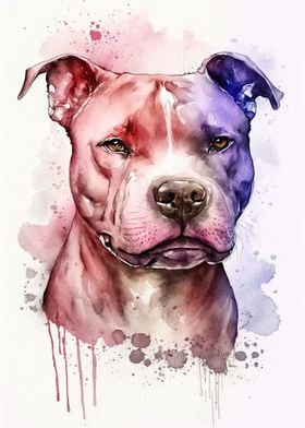 Pitt Bull Watercolor