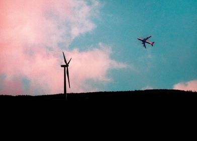 Planes Pink Skies Turbines