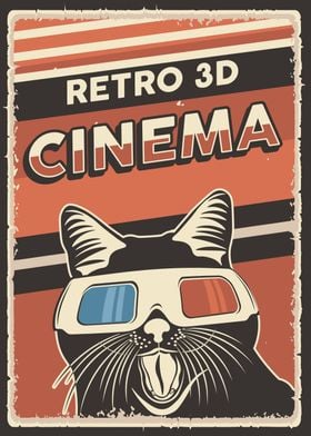 Retro 3D cinema Cat Meme