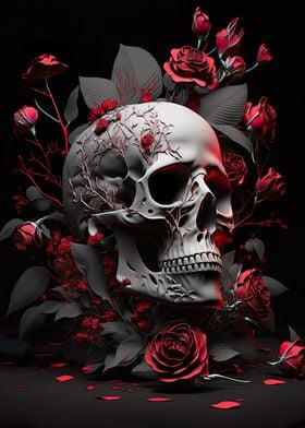 Red roses Skull