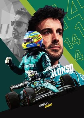 Póster for Sale con la obra «Póster Fernando Alonso Fórmula 1 Retro» de  kodesign