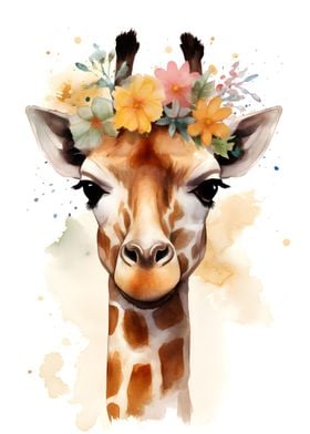 Floral Baby Giraffe