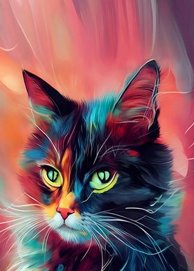 CAT ABSTRACT PAINTING ART