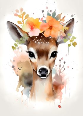Floral Baby Deer