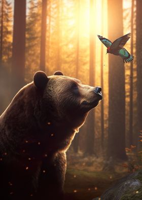 Hummingbird Bear Forest