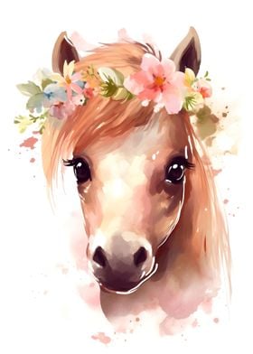 Floral Baby Horse