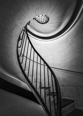 Black and white stairwell