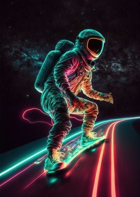 Neon Astronaut in Space