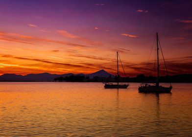 Sunset, sea, Greek island