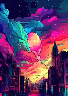 Dreamlike City Painting