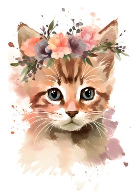 Floral Baby Cat