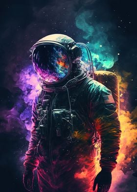 Neon Astronaut in Space