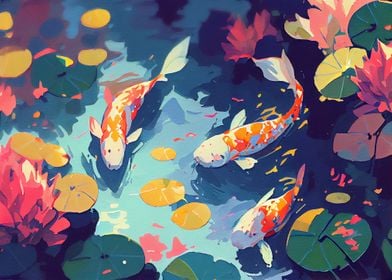 Watercolor Koi fish