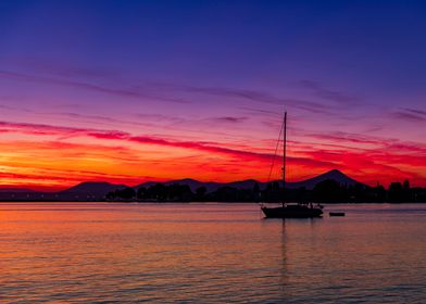 Sunset, sea, Greek island