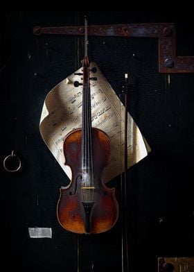 old violin and sheet music