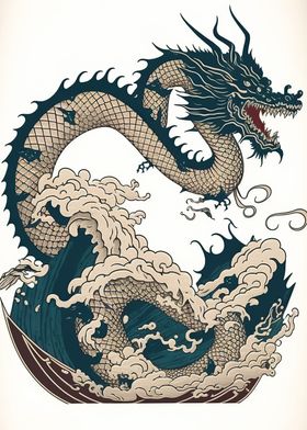 Dragon in waves 
