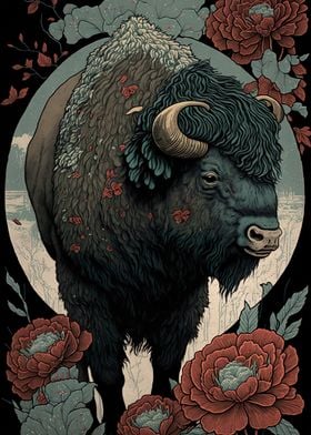 Buffalo Ukiyo e Japan