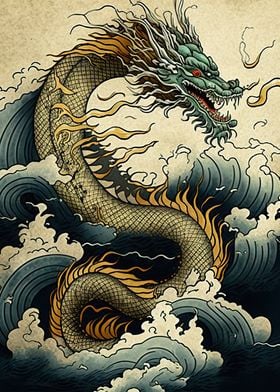 Dragon in waves 