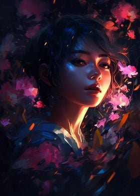 Floral Flower Girl Neon