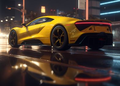 Yellow supercar poster