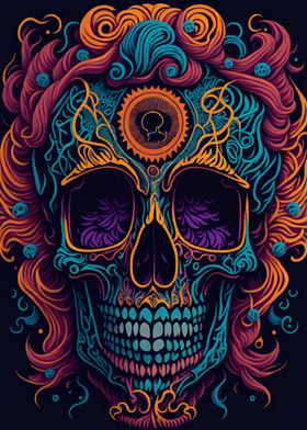 Psychedelic Skull Odyssey