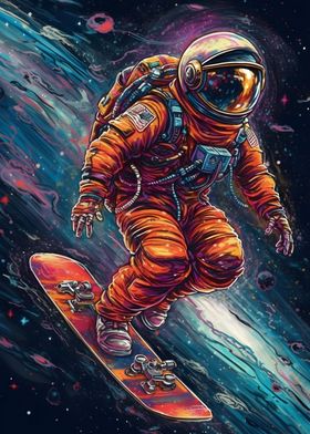Astronaut playing Skate