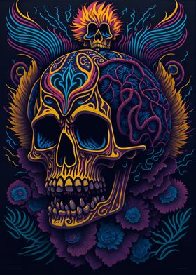 Psychedelic Skull Odyssey