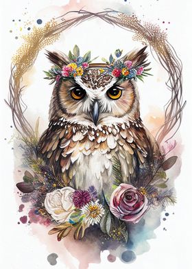 Owl Watercolor Painting