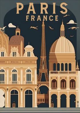 Paris France Travel Poster