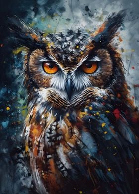 Oil Paint  Owl Portrait