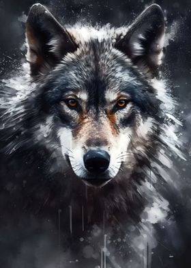 Charcoal Wolf Portrait