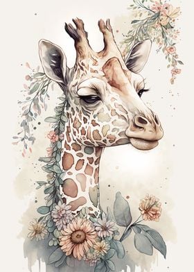 Giraffe Watercolor Art