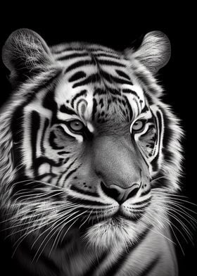 Tiger Face Black And White