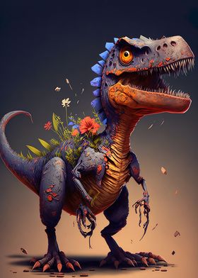 dinosaur and flower