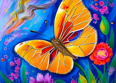 Butterfly painting blue 